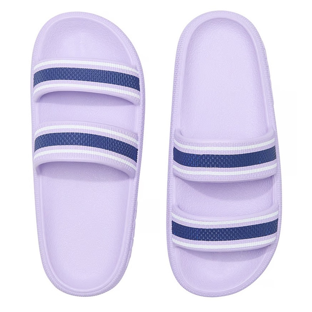 VS Lilac/Navy Stripe Double Strap Pillow Slide L